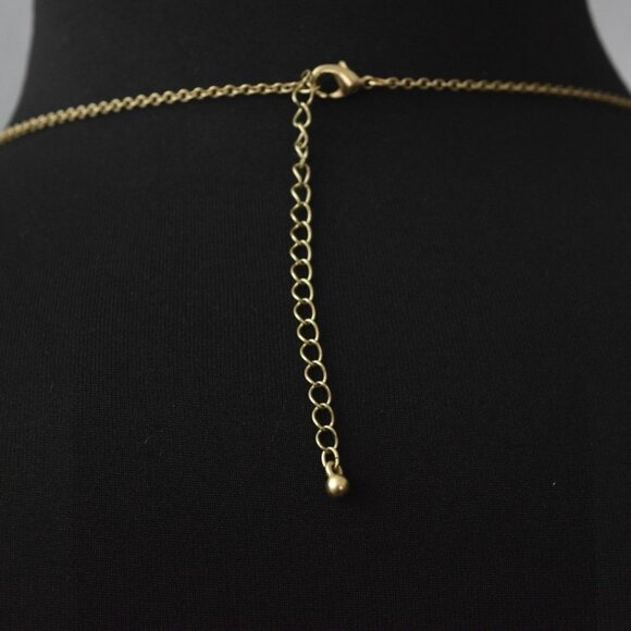 Gold-Tone Chain Necklace Opalescent Faceted Beads - Picture 3 of 4